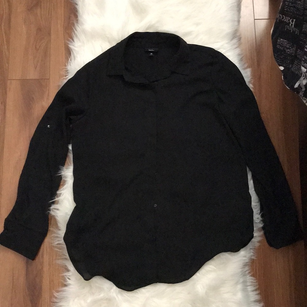 Black button-up, collared blouse